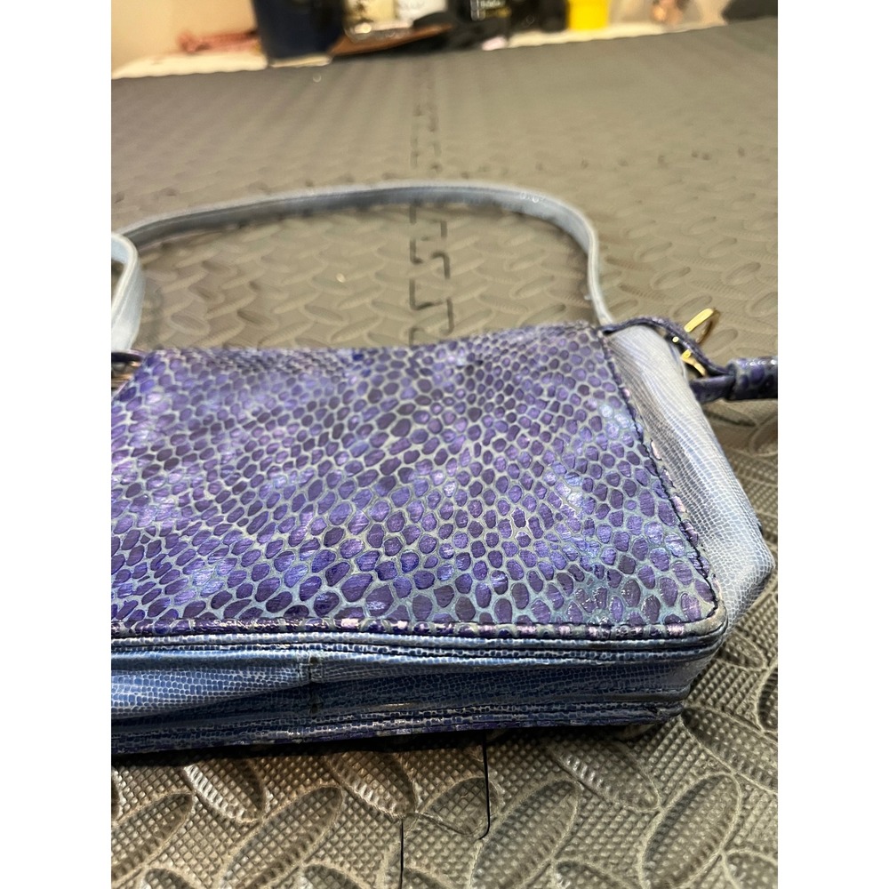 Kelly Wynne Crossbody Womens OS Blue Purple Snakeskin Embossed Tassel Bag - Picture 4 of 12